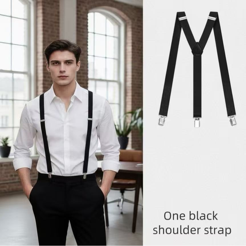 TEMU Men And Women Unisex Style Overalls Suspender, Suspender Strap, 3-clips High Elastic Cross Suspender. Suit Trousers Trousers Strap. Suitable For