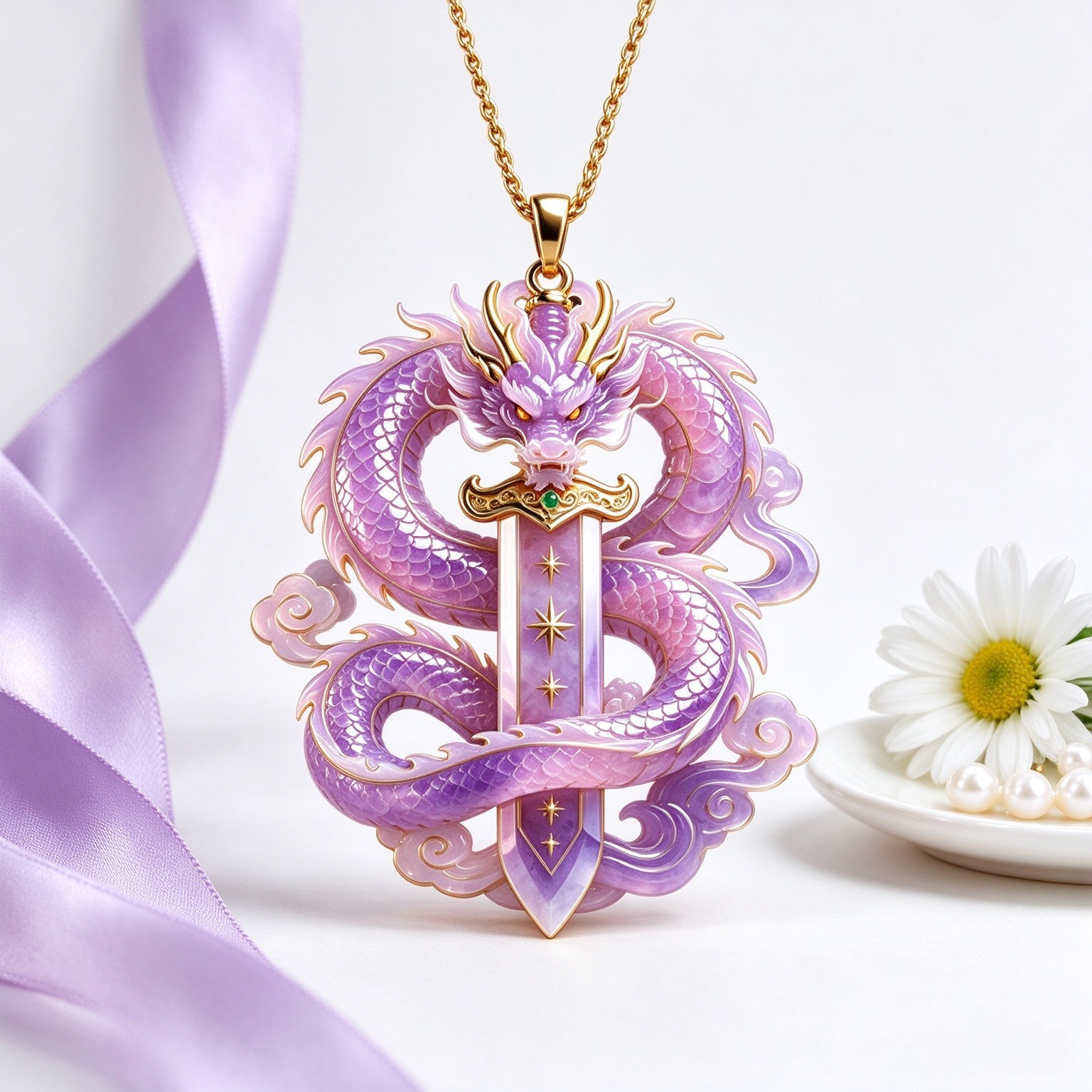 TEMU 1pc Chinese Necklace Pendant, Featuring A Purple Dragon Pattern Metal Jewelry, With Luxurious And Exquisite Design, Suitable For Daily Wear And