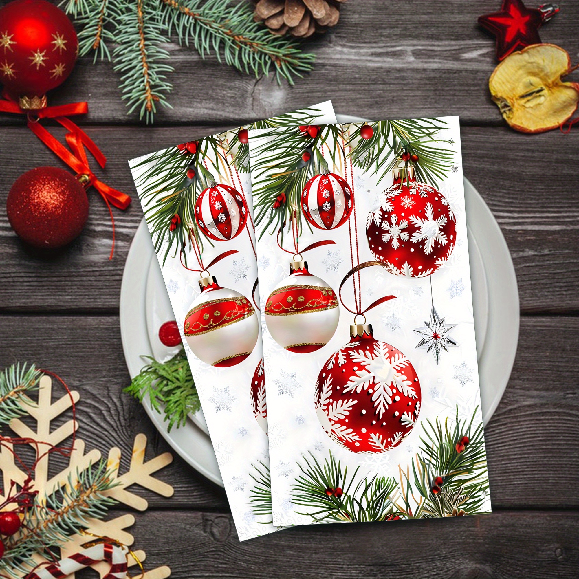 TEMU 40 Disposable Party Napkins Featuring A Christmas Ball Theme, Christmas Dinners And Festive Gatherings, A Rich Christmas Atmosphere While Dining