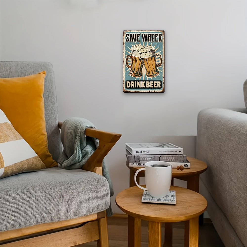 Image of Vintage " Enjoy Beer" Wooden Wall Sign - 8"x4" Rustic Wood Plaque With Beer Decor Suitable For Bars, Cave,, - Durable Retro Hanging Decoration For Or Commercial Spaces