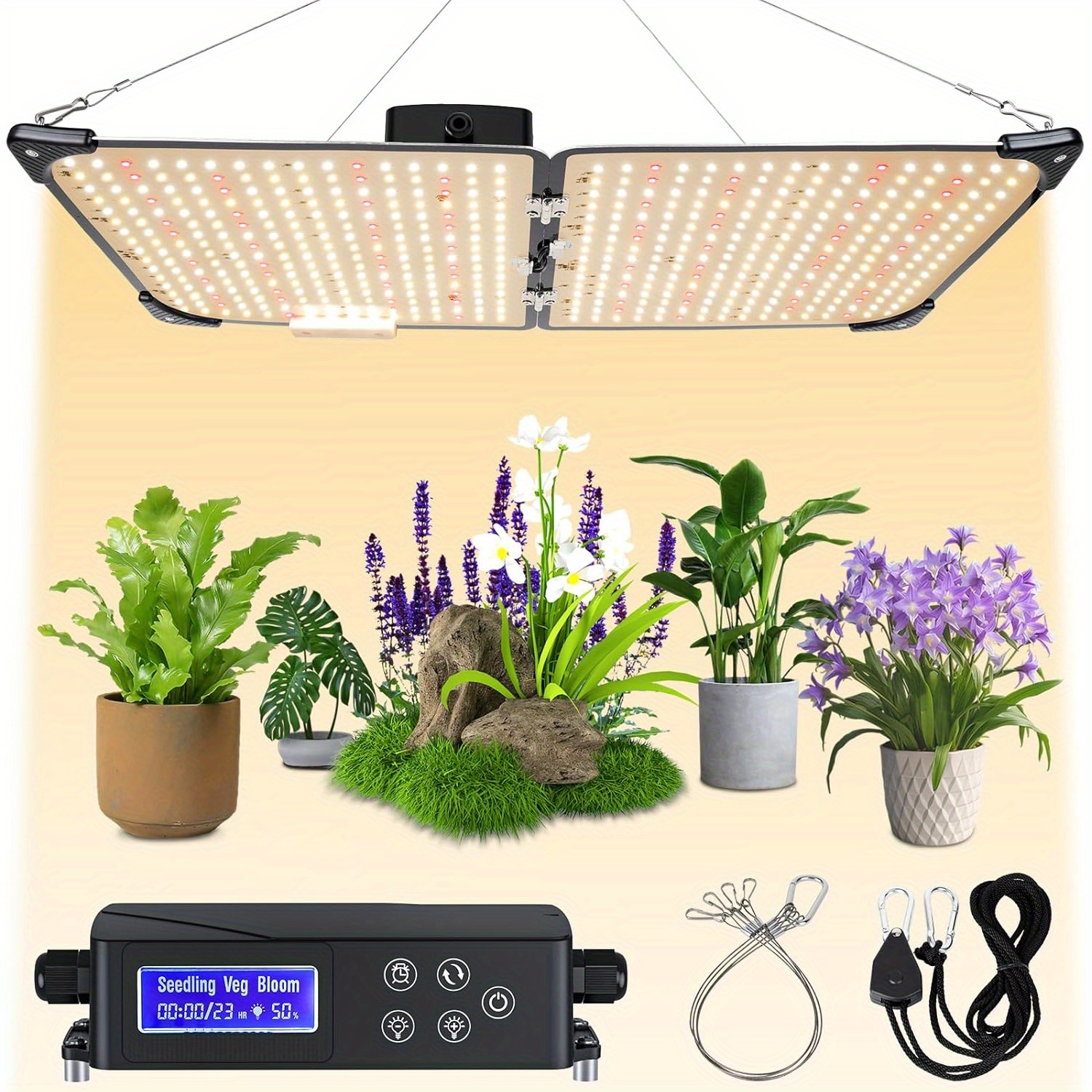 

Heqishun. Led , 120 W Plant Lamp, Led, Full , Dimmable, Led Grow Light, Growth Lamp For Indoor Plants, Vegetables, Flowers, Suits, 120x120 Cm Grow