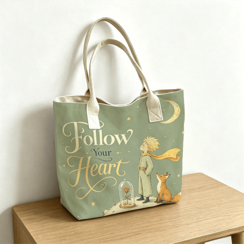 TEMU 1pc, Sac fourre-tout sur le thème du , en verre renard étoilé, slogan anglais étoilé, motif, 0803TTB (2), Grand sac de voyage polyvalent, sac à