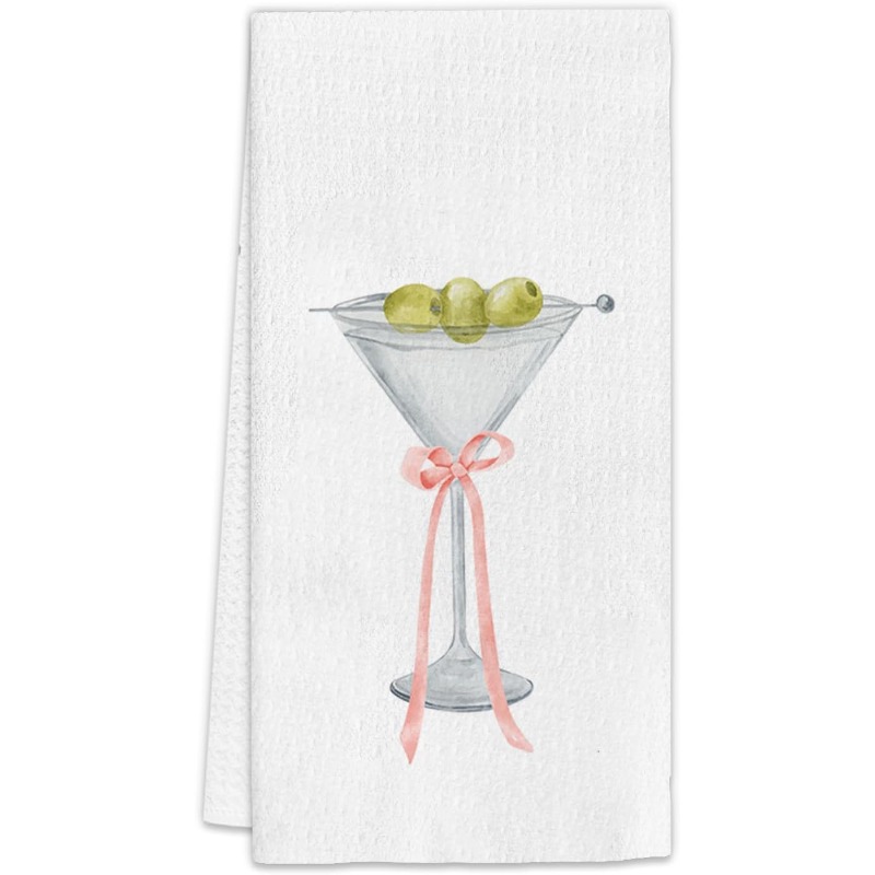 

Polyester Martini Kitchen Towel - 18x26 Inch, Bowknot Design, Home Bar & Kitchen Decor, Machine Washable