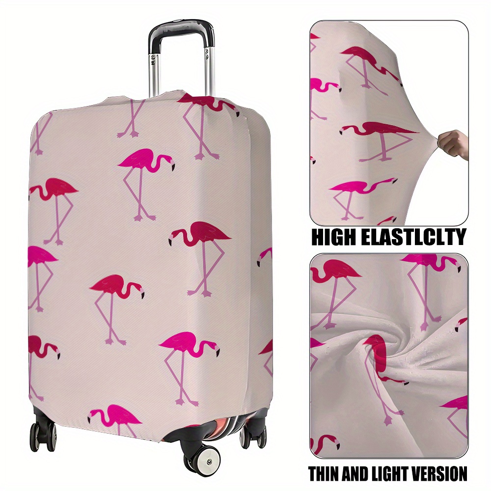 1pc Flamingo Print Durable Thick Luggage Cover High Foldable,  Stretchable, Machine Washable Suitcase Protector in Mixed Colors, Polyeste