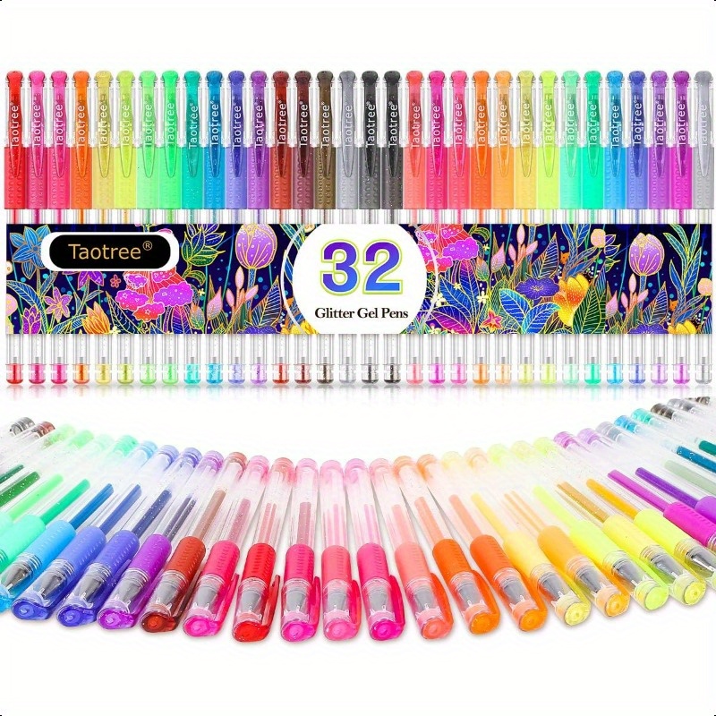 

Glitter Gel Pens 32 Color Neon Glitter Pens Fine Tip Art Markers Set 40% More Ink Colored Gel Pens For Coloring Book Drawing Coloring Journaling Sparkle Pen Easter Gifts Kids