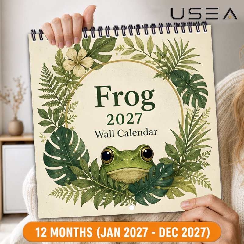 TEMU 2027 Wall Calendar 2027 Square Spiral Wall Calendar 8.3x8.3 Inch, 12-month Planner With Habit , Large Blocks, Us Holidays & Lunar Phases,
