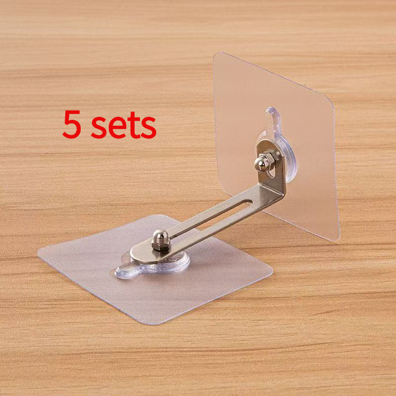5 Sets ( + Fixing Clip 5), Adjustable Anti-tip Furniture Anchors, Plastic No-drill Cabinet Wall Safety Straps, Detachable Adhesive Bookshelf And Dresser Kit, No-drill Wall Mount Safety Brackets