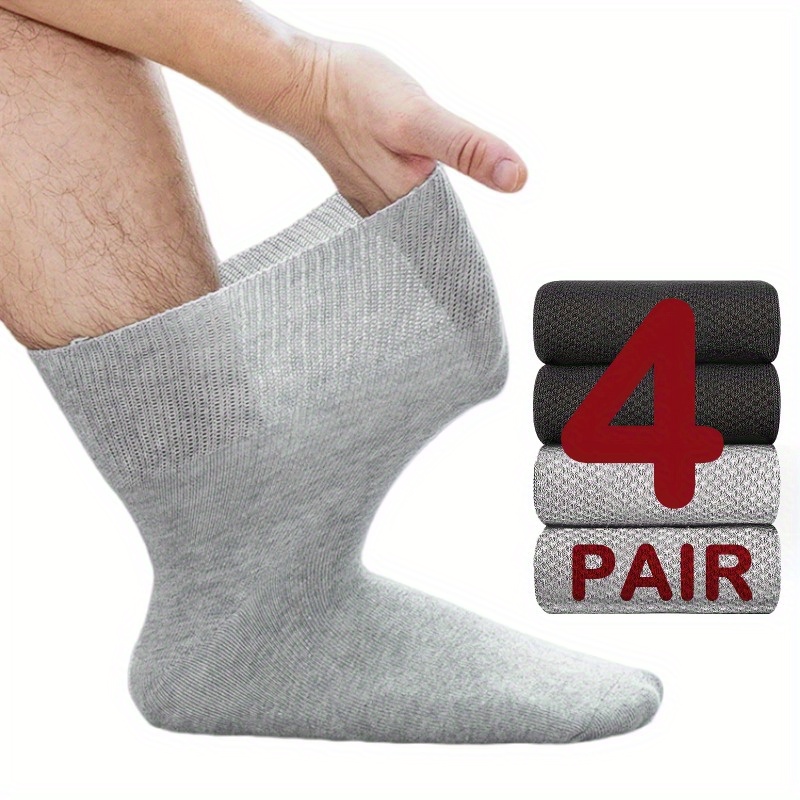 4 pairs diabetic socks for men non binding   comfortable and stretchable plus size socks seamless toe reinforced heel ideal gift for elderly seniors