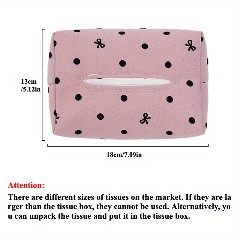 luxury elegant polka dot car tissue holder with bowknot universal fit backseat and polyester fiber ideal for armrest sun visor and console storage car accessories Product details 8