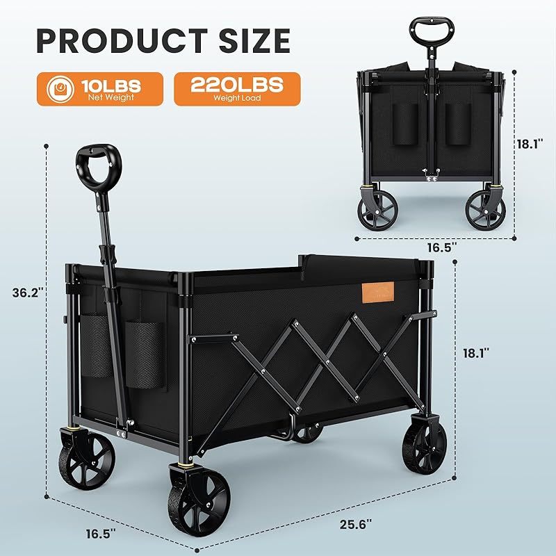 foldable utility wagons heavy duty folding grocery cart on wheels