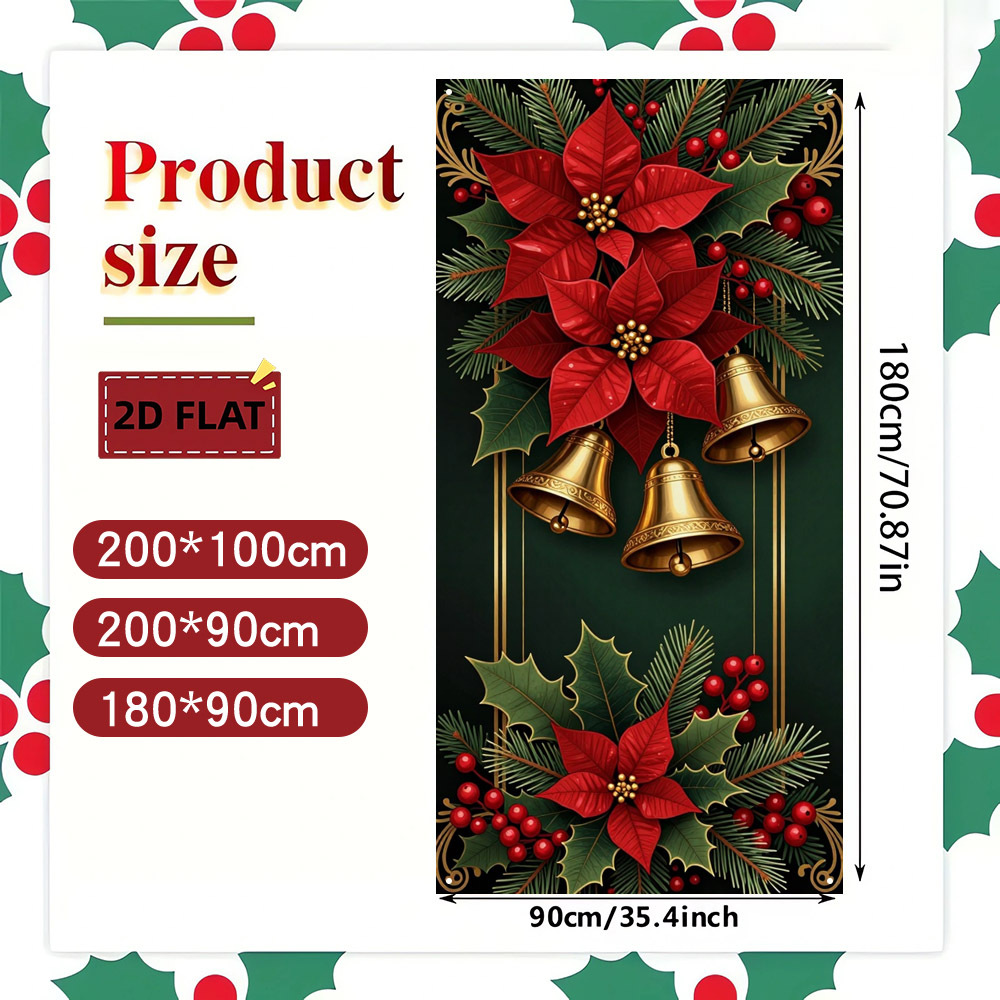TEMU 2d Flat, 2d Flat - 2d Door Banner 2d Flat, 2d Flat - 2d Door Banner 2d Flat Banner 1pc Christmas Door Curtain Porch Hanging Banner Flower And