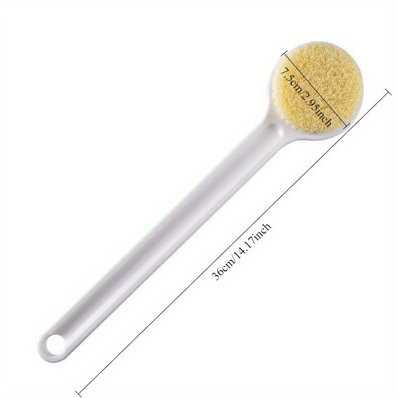 1 pack   long handle bath brush with soft white bristles ergonomic back scrubber for exfoliating   reach areas   bath essential for adults Product details 3