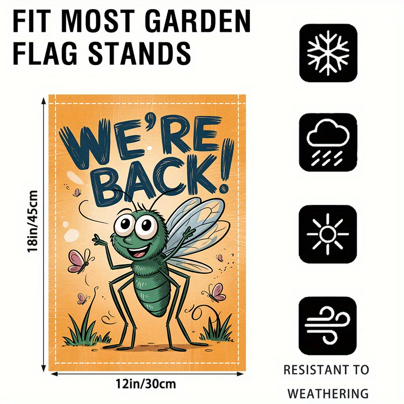 TEMU 2d Flat - 2d Flat - Single Piece 2d Flat Design, Featuring ' Back!', This Double-sided, Washable, And Versatile Festive Yard Flag Does Not Need