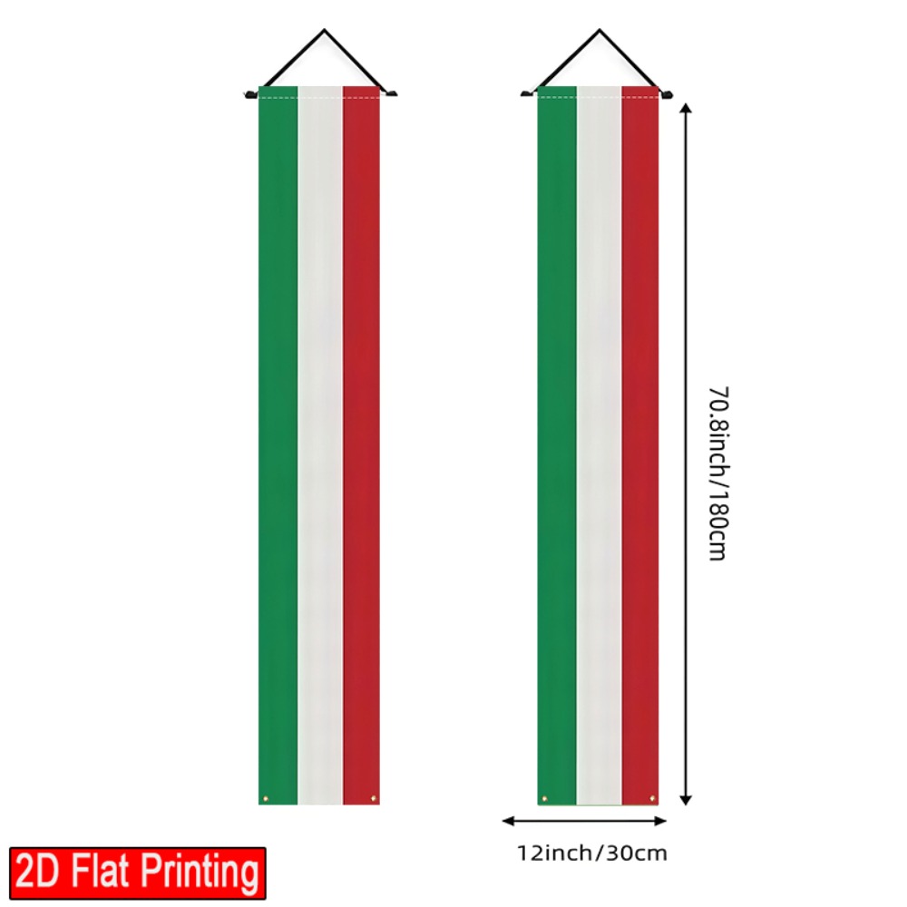 TEMU 2D Flat, 2D Flat - 2D Flat Banner, 1 Paar, Italienische Flagge Hauptschlüsselbucht Veranda Schild Party Banner, Polyester, Grün, Weiß, Rot