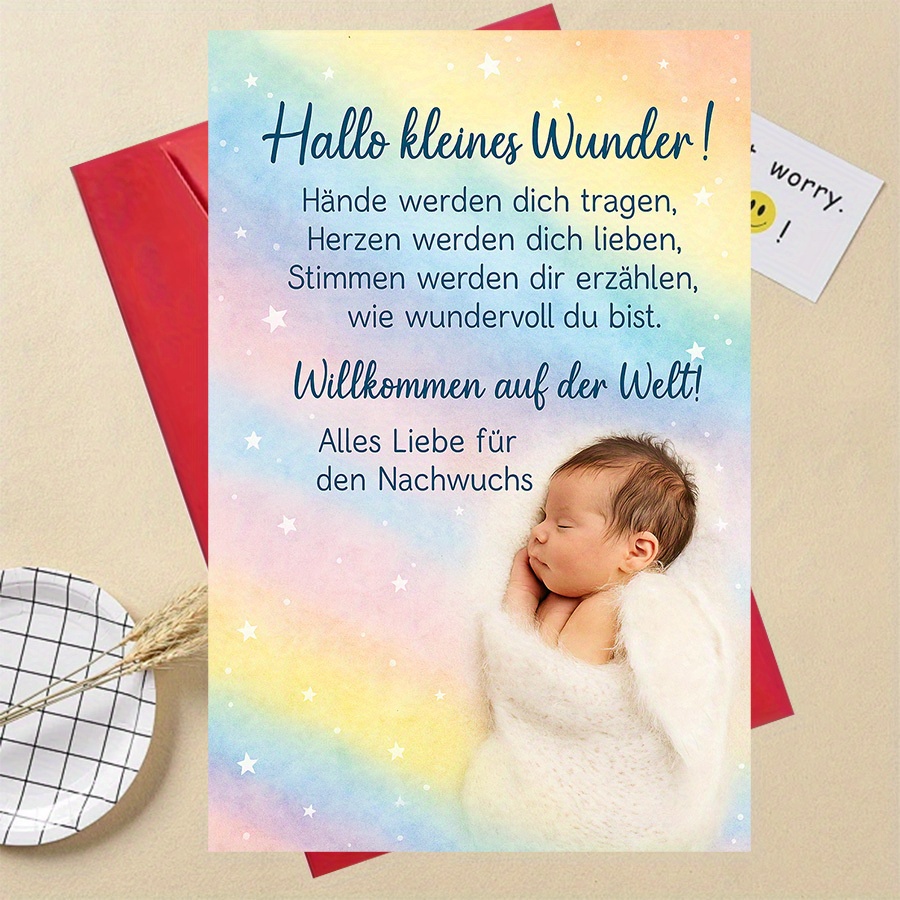 Image of 1pc Lustige Geschenkewelcome Baby Gift Card With Wishes, Perfect For New Parents, Celebrating A Beautiful , Ideal For Baby Showers And Newborn Celebrations.einschulung