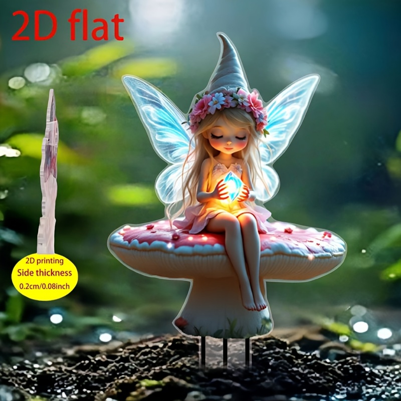 E-shop 2D Flach, [2D Flach] Böhmischer leuchtender Pilz-Außendekoration – Selbstleuchtendes Feengarten-Ornament geeignet für Terrasse/Rasen, kein