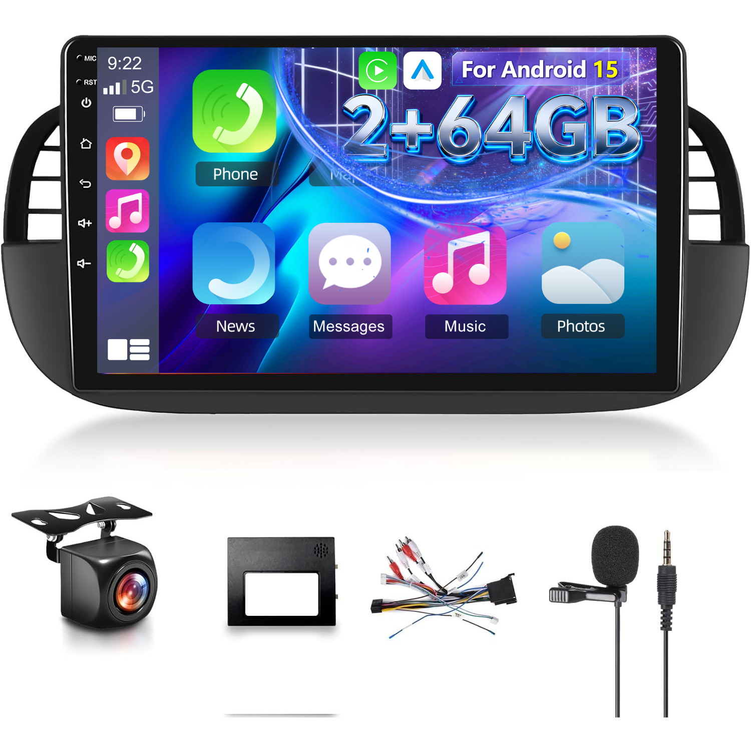 TEMU 2g 64g 15 Car Radio For Fiat 500 (2007-2015) - 9