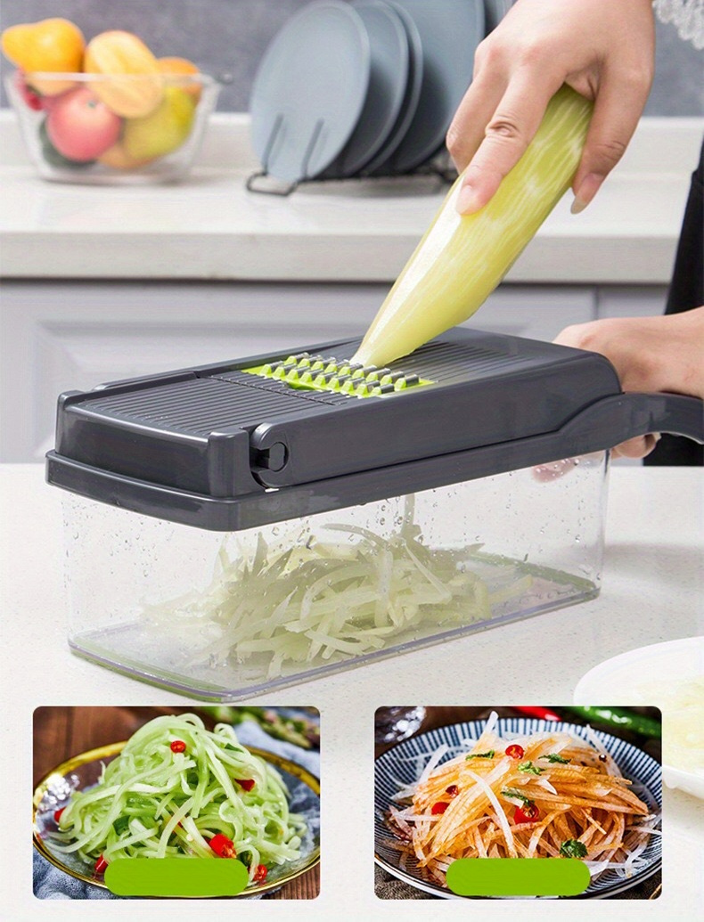 16pcs stainless steel vegetable chopper set multifunctional manual food processor with container slicer grater cutter for onions potatoes more essential kitchen gadgets details 9