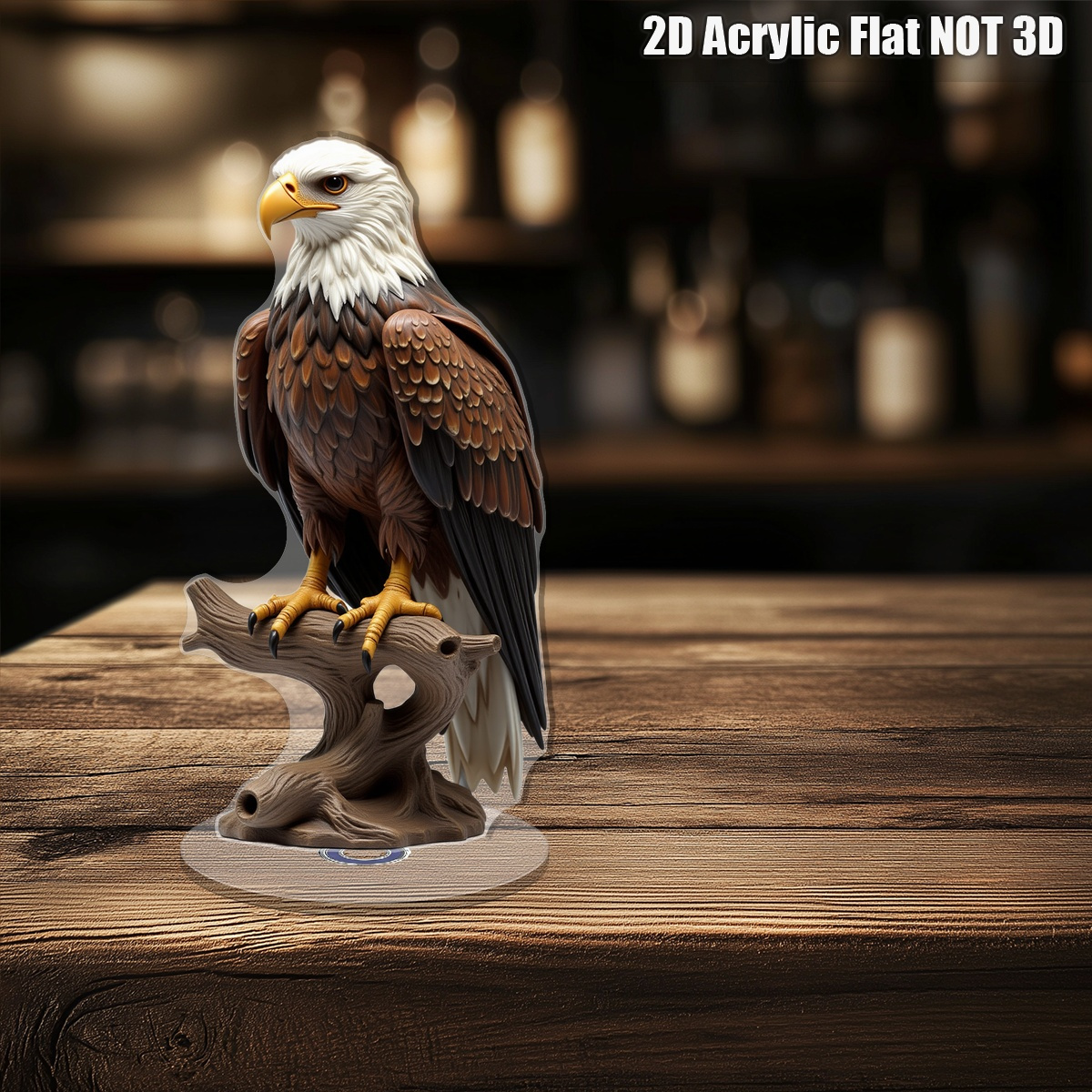 TEMU 2d Flat - 1pc Of 2d Flat Desktop Decor Featuring A Bald Eagle Resting On A , And Decorative, Perfect For Home Display, Office Desk, Or As A Gift