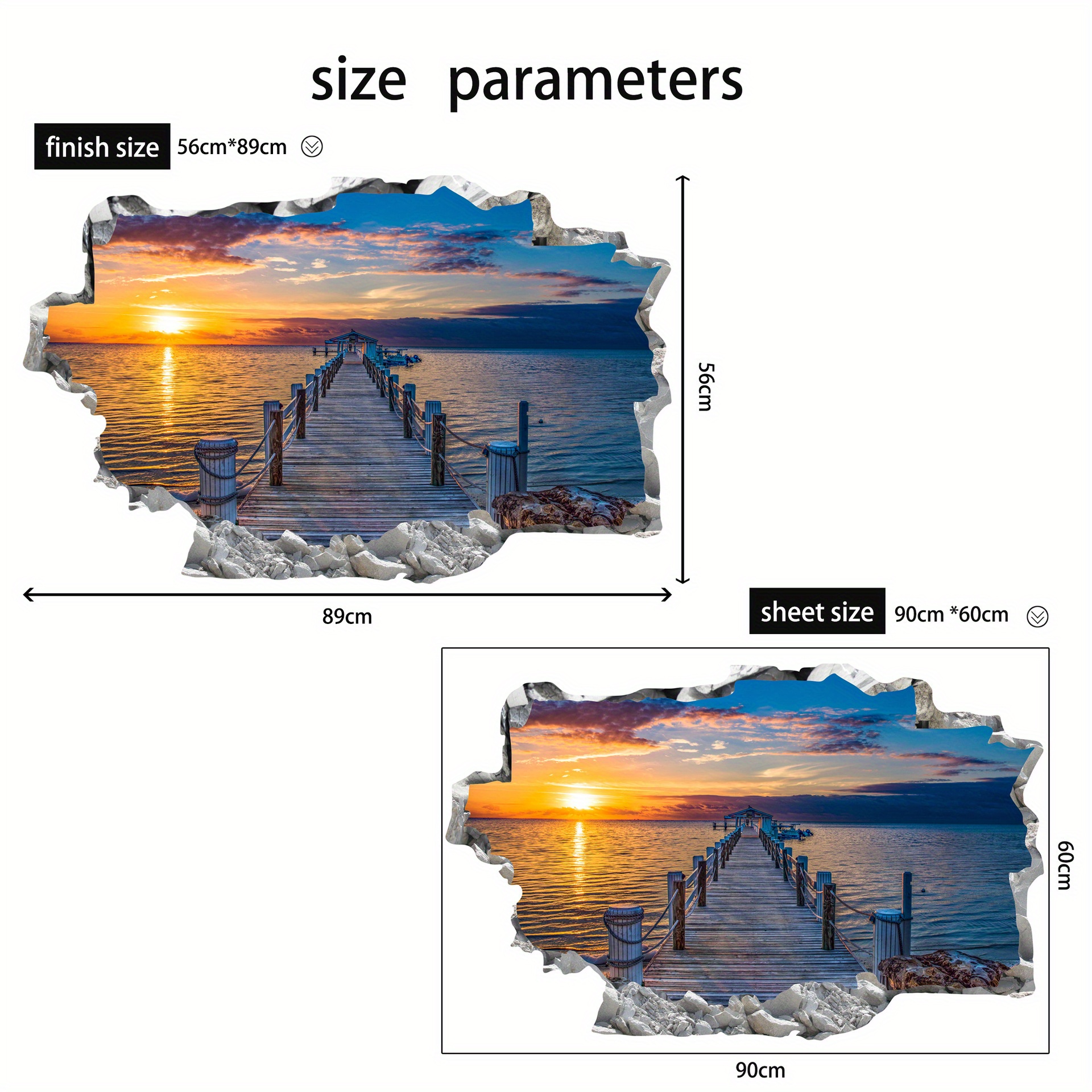 Lakeside Sunset Simulation Scenery 3d Sticker Living Background Decorative Wallpaper Sunrise Self-adhesive Wallpaper