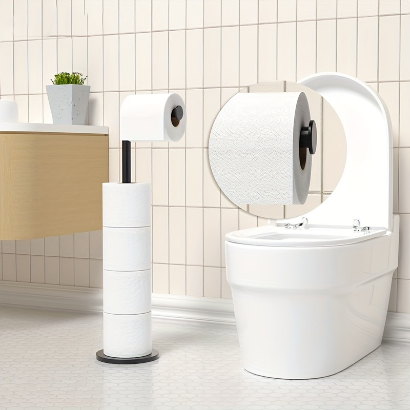 Porte-Papier Toilette Autoportant Noir - Rangement Salle De Bain Acier Inoxydable - 6 Rouleaux