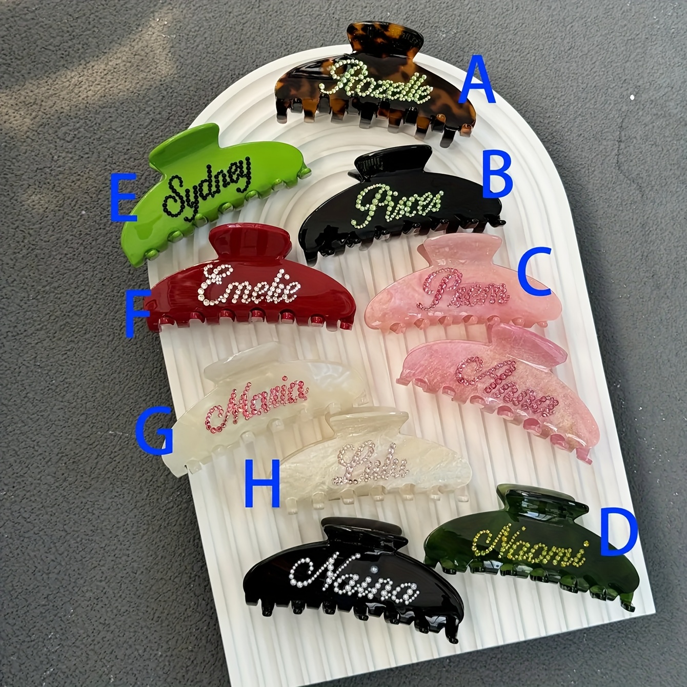 TEMU Pince à cheveux griffe avec nom personnalisé, Décoration de cheveux personnalisée, Accessoire de cheveux avec nom personnalisé, Cadeau