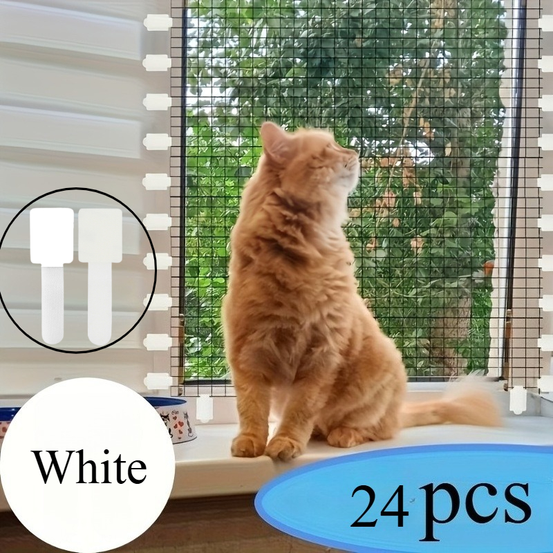 TEMU 24pcs Outdoor Adhesive Hooks For Balcony And Terrace Cat Nets - Safety Netting For Indoor/outdoor Use, Power Cord Sorting, Fixing, Bundling,