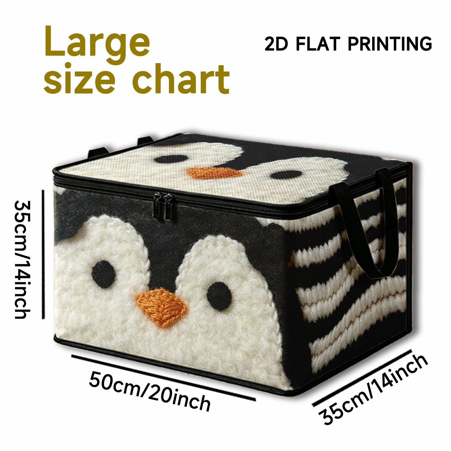 TEMU Large Capacity Foldable Penguin Print Storage Box With Adorable Penguin - Non- Fabric Suitable For Clothes,, Office Supplies, & Bathroom