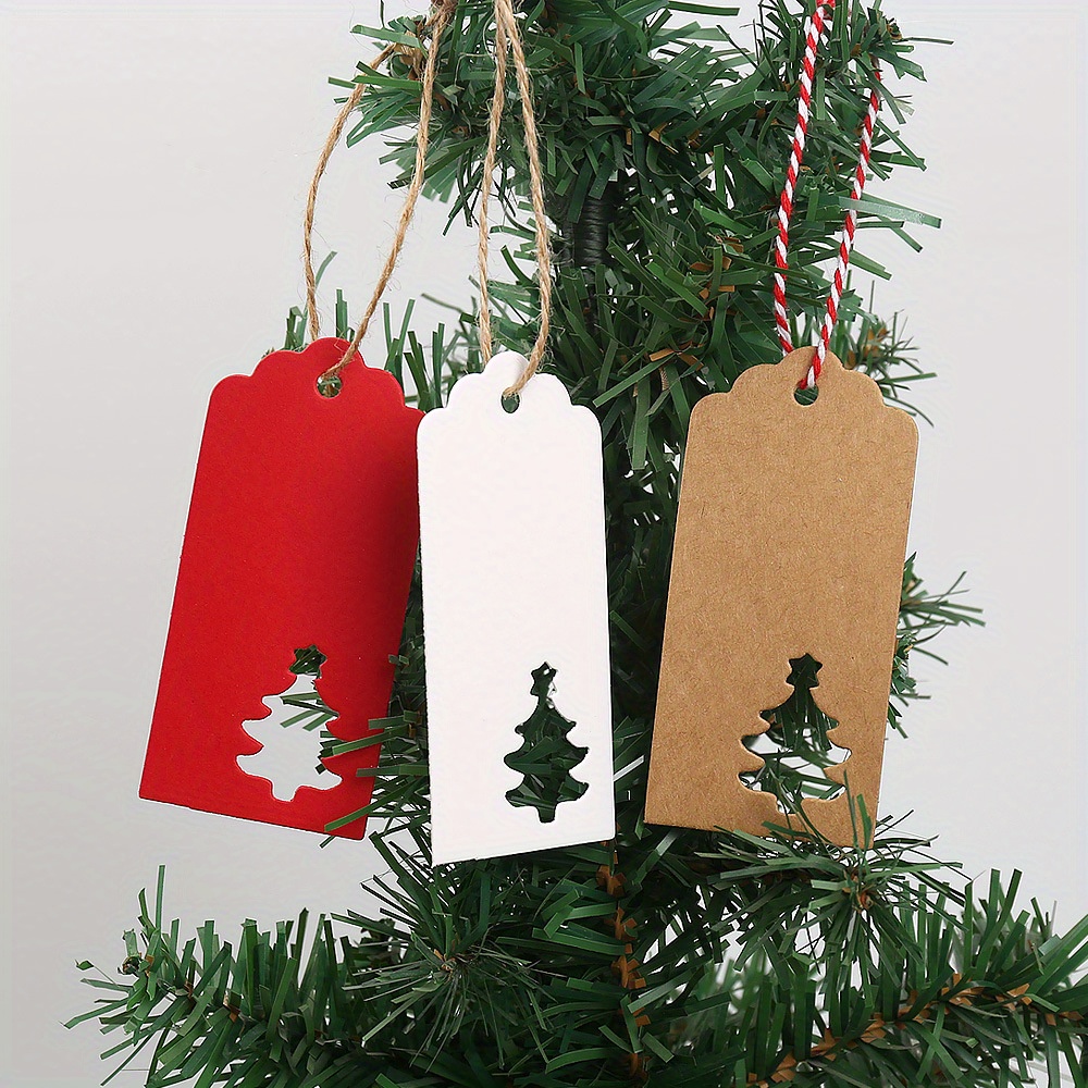 

50pcs Christmas Tree For Wrapping, Diy , Pendant Hanging Ornaments, No Needed, Christmas Theme