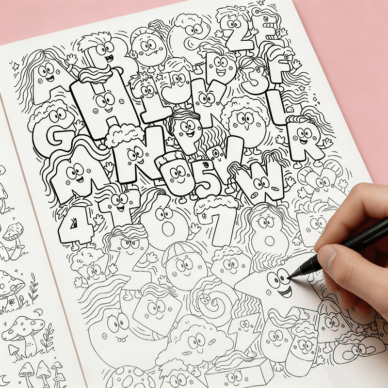 TEMU Doodle Drawing Practice Book, Cartoon Animals, Food, And Everyday Objects Line Art Reference, Relaxing Sketching Workbook For Teens And Adults,