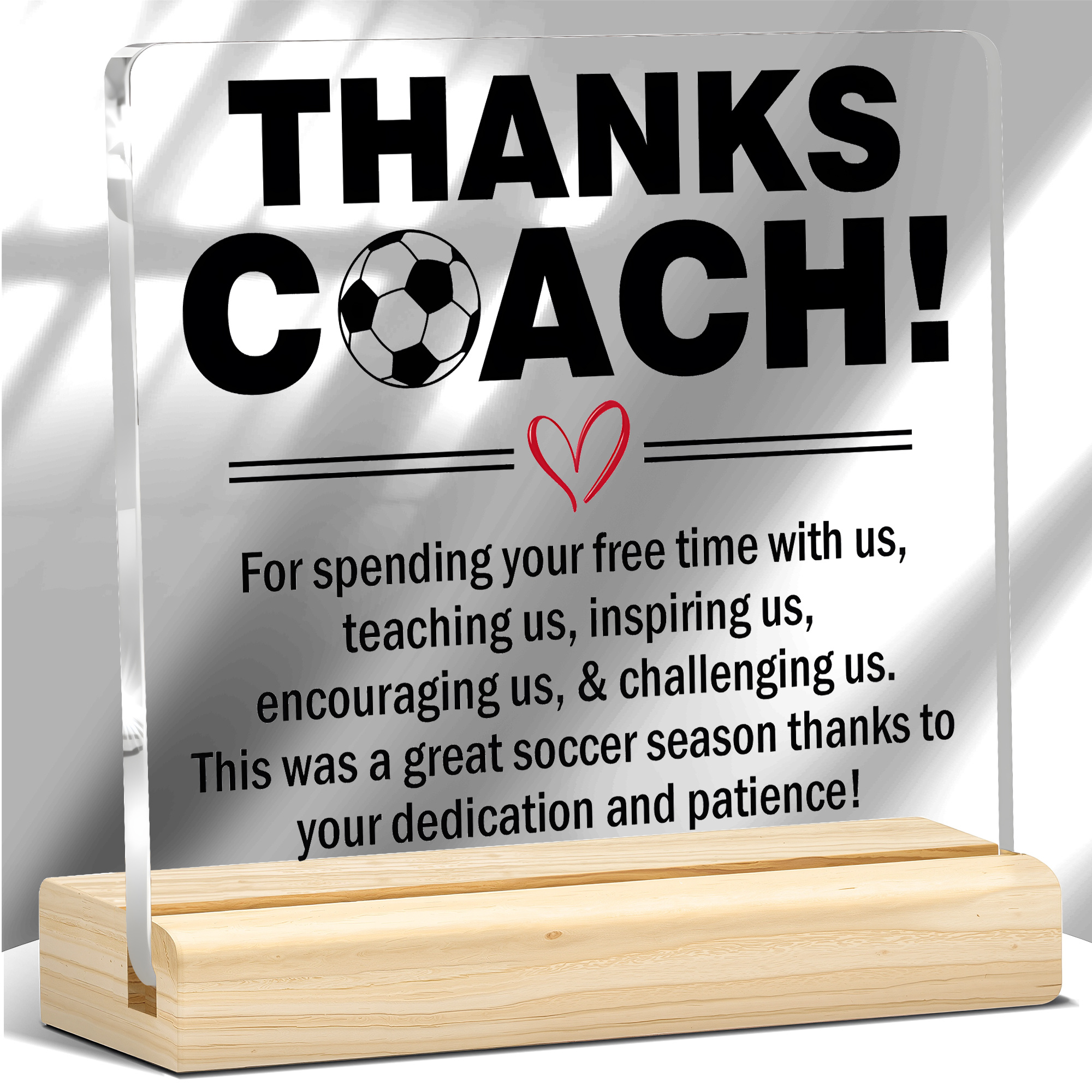 TEMU Plaque cadeau 2D plate pour entraîneur de football, 1 pièce - Plaque de bureau moderne en acrylique avec texte en anglais et convient pour un