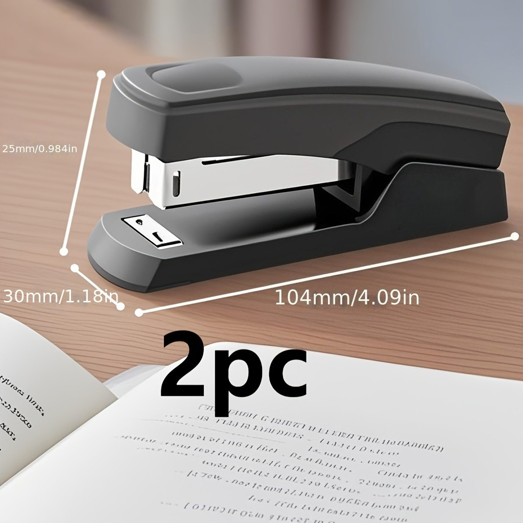 TEMU 1/2pcs [powerful Stapler] Durable Abs Manual Stapler | Powerful Office And School Supplies, Black, Cute Desk Stapler