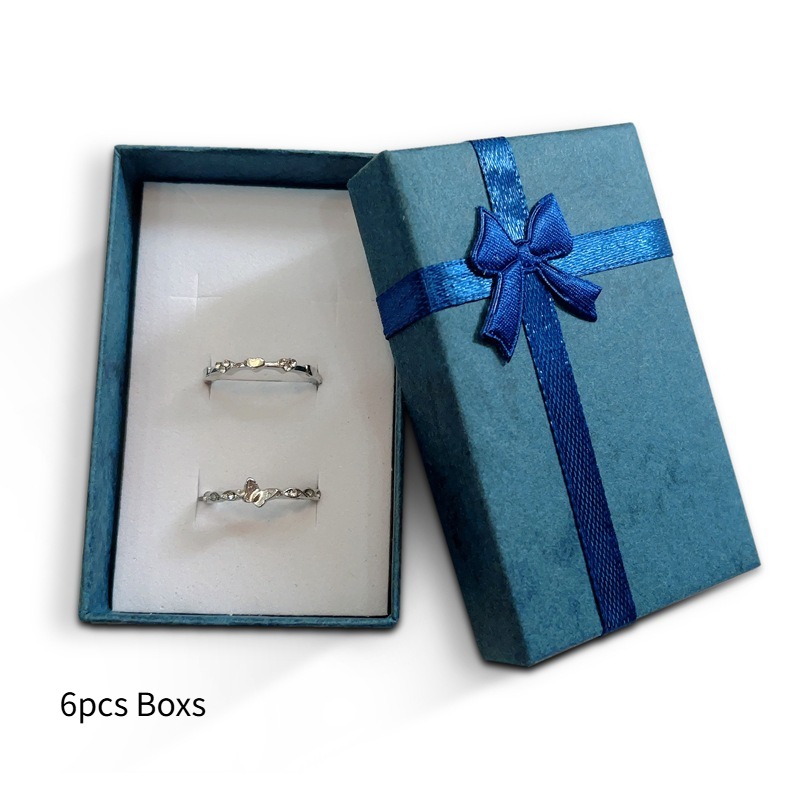TEMU Lot de 6 boîtes d'emballage à bijoux élégantes avec nœud papillon, étui cadeau portable pour mariage, cadeaux de bijoux d'anniversaire, boîtes à