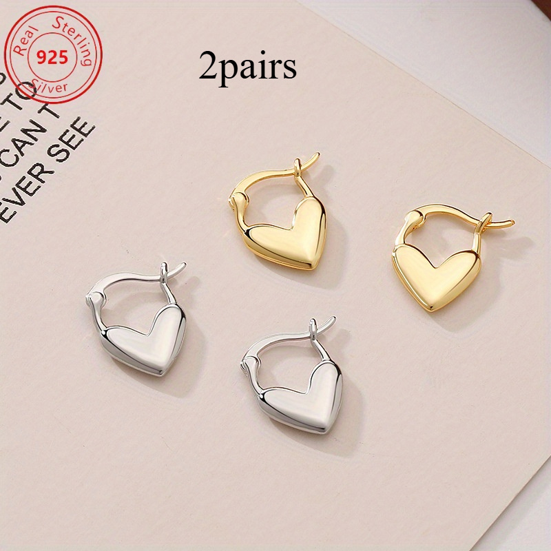 TEMU -s925 Sterling Silvery - Ear Loops - Hypoallergenic - Do Old Vintage Fashion Style - Valentine's Day - Day Gift