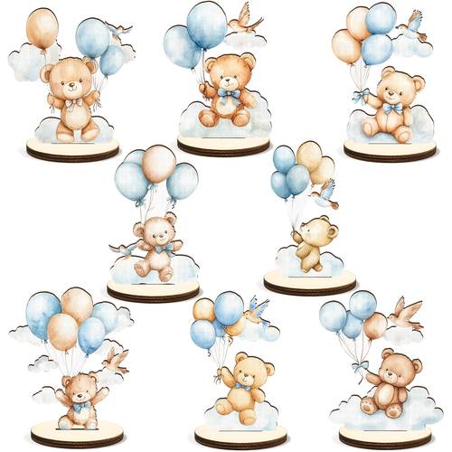 8 piezas de de peluche - decoraciones artificiales de género con osos y hembras, suministros para fiestas de baby shower, accesorios para fotos de , decoración de pared (forma irregular, 0.2 de grosor) - regalos para fiestas adecuados para baby showers,