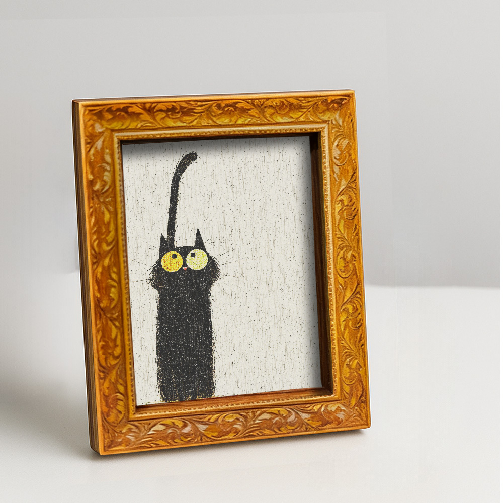 TEMU 1pc Cute Kitten Wood Fridge Magnet With Backing - Adorable Black Cat Decor Suitable For Fridge, Freezer, Office - Wood Mini Decoration, Creative Gift For Cat Lovers