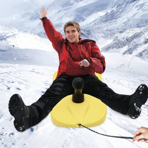 1pc yellow snowboard pe material handle for kids suitable for winter fun skiing terrain areas ice dimensions 53 5 31 31cm 21 12 2 12 2in