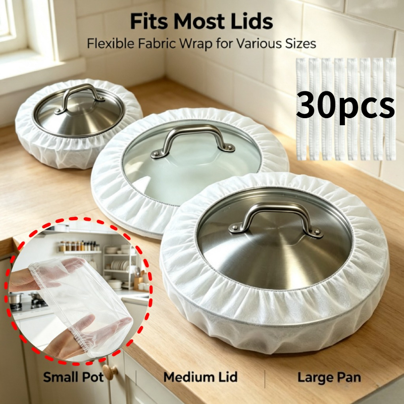 TEMU 30pcs Multifunctional Elastic Pot Lid Protector Set (potware Not Included) - Suitable For Various Lid/pot Sizes - Dust And Oil-proof, Elastic