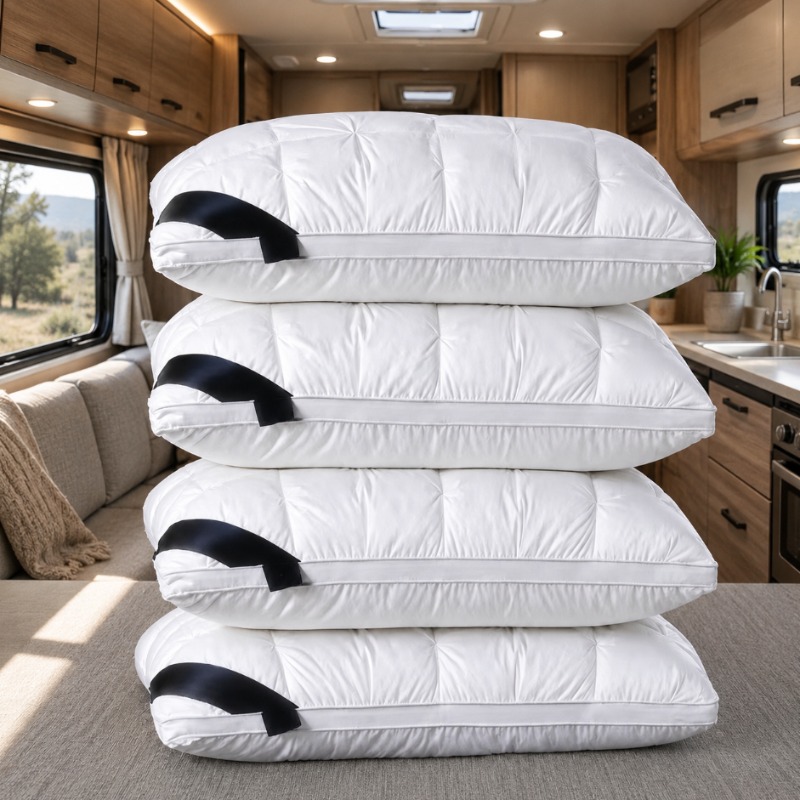 Image of 4pcs Rv Bedding Pillow, Vacuum Compressed Packaging, Easy To Clean, Skin-friendly And Breathable, Wear-resistant Material, Suitable For Motorhome, , Practical Bedding For Road Trips And Use