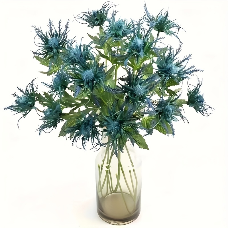 2pcs Synthetic Thistle Flowers, Extended Stem , Vibrant Artificial Thistle Greenery, Suitable For Home Decor, Garden Weddings, Workplace, Parties, Etc