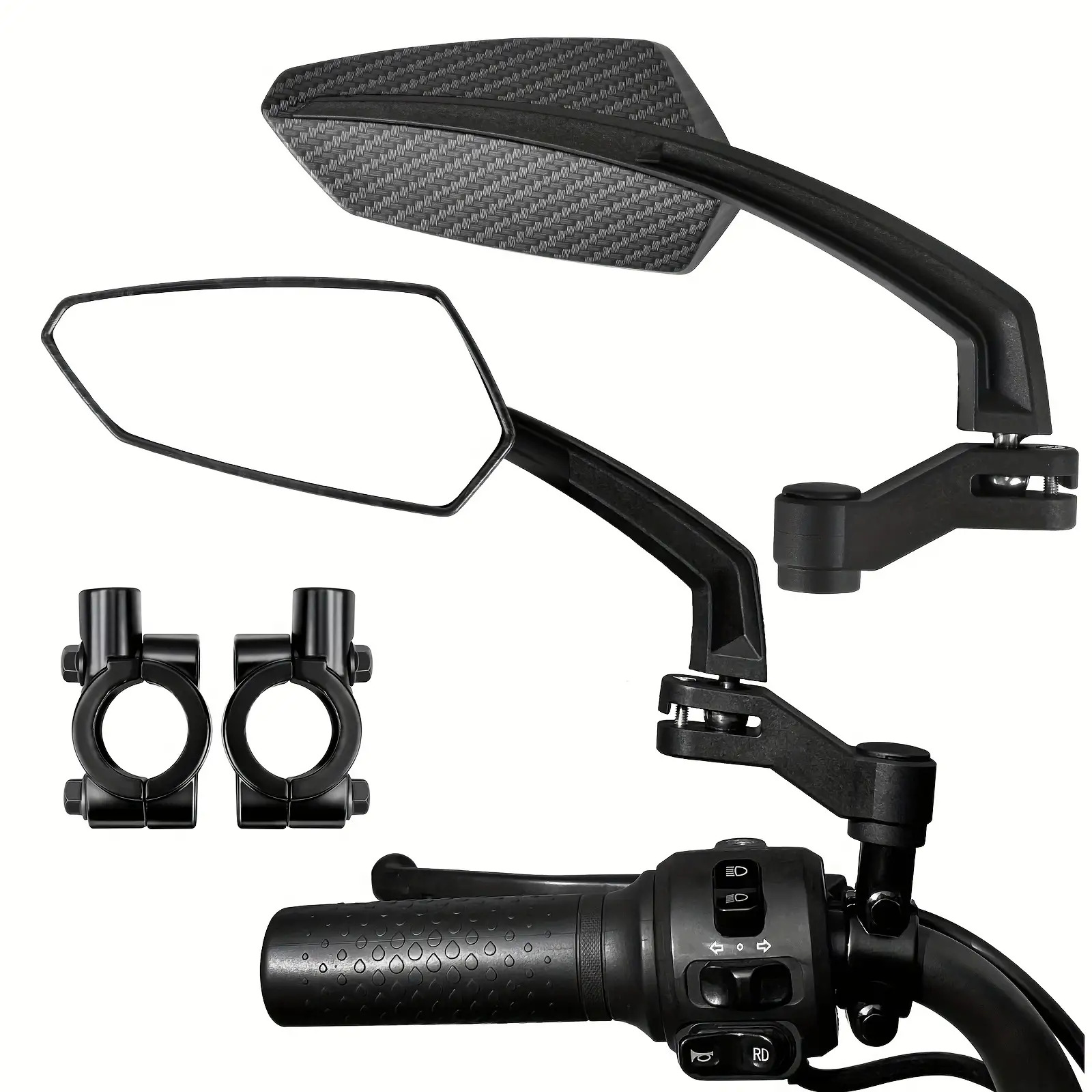 TEMU A Pair Of High-definition Wide-angle Bicycle Mirrors, 360° Rotatable Abs Handlebar Rearview Mirrors, Convex Lens Mountain And Road Bike