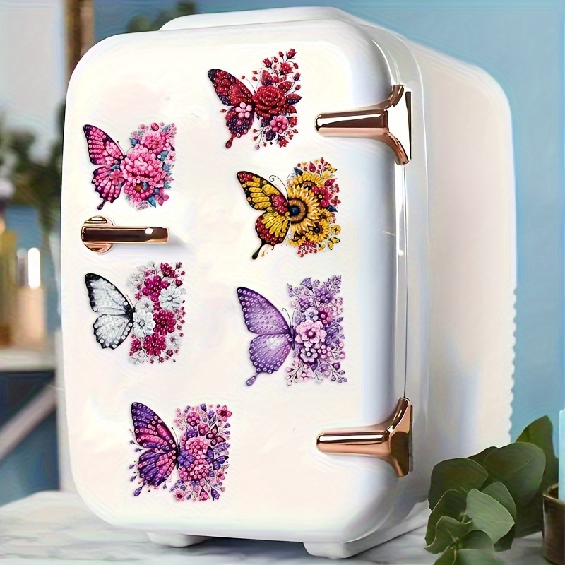 6pcs Fridge Magnets Flower Diamond Painting Decor Diamond Painting Magnet Kit For Craft Gift Refrigerator Mailbox Decoration
