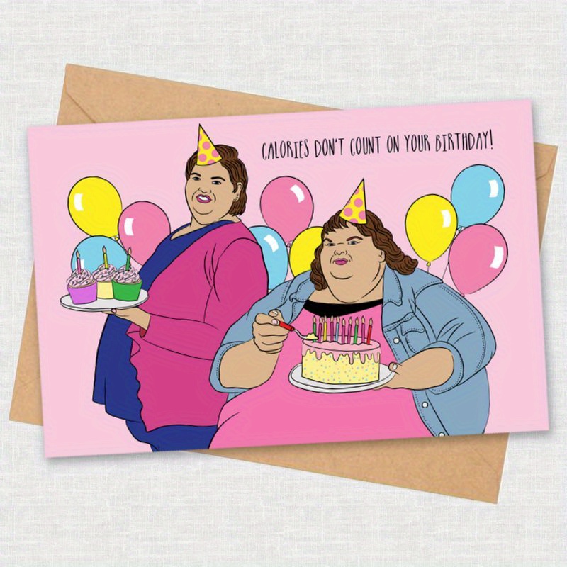 

1pc Humorous 1000 Pound Sisters Birthday Greeting Card, Diet-themed Celebration Note, High-quality Paper, , Women, Men, Sisters, Husband - Ideal For Christmas