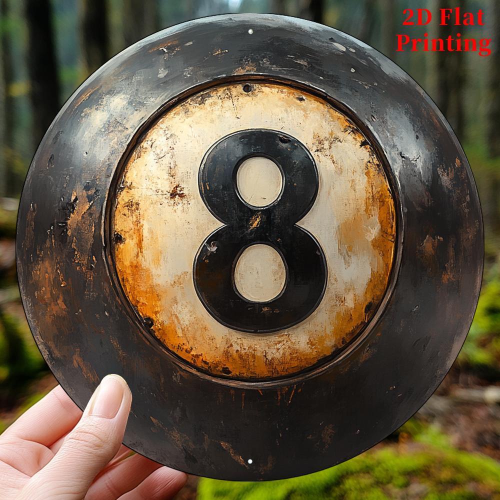 2d Flat, 1pc, Aluminum Metal Circular Sign, -ball Suitable For Courtyard Kitchen, Home Office, Wall Decoration, For Father's Day, 20.32x20.32cm, 2d Flat
