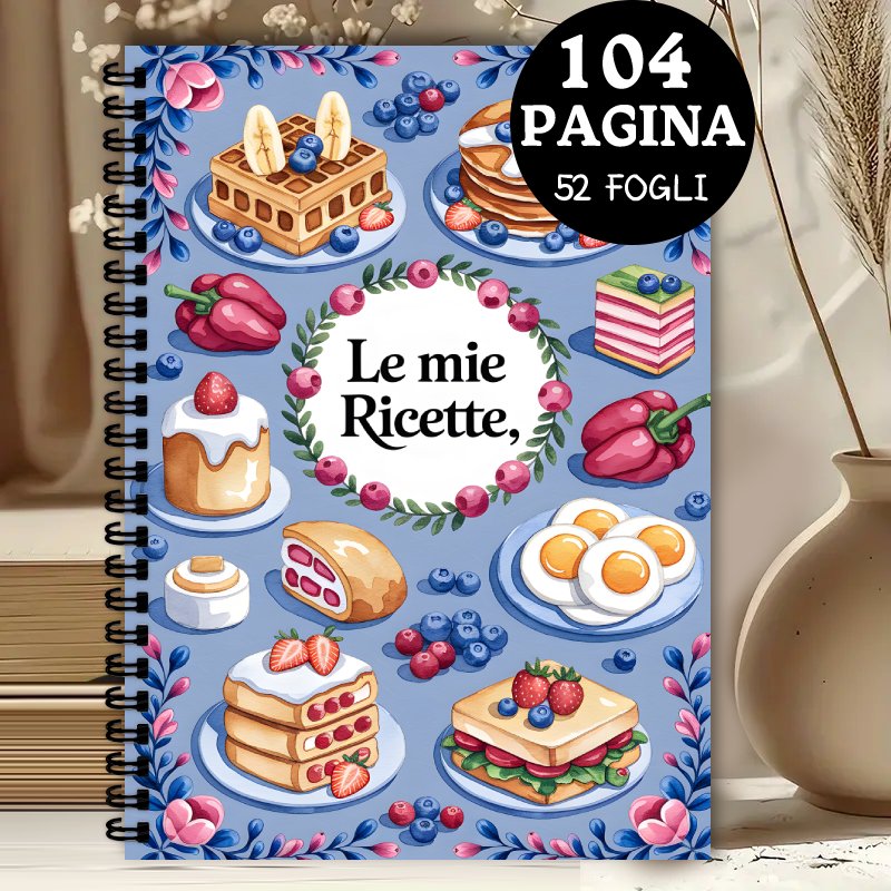 TEMU 1pc Italian Recipe Book, 104-page Blank Kitchen Notebook With Spiral Binding, Perfect Gift For Family Chefs, Watercolor Featuring , Pancakes,
