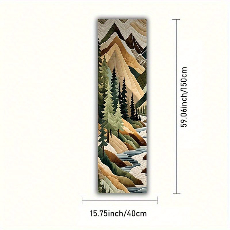 TEMU 1 pièce Tapisserie Design Montagne et Arbre - Décoration Murale pour Intérieur, 100% Polyester, Art Mural Moderne et Élégant, Idéal pour Salon,