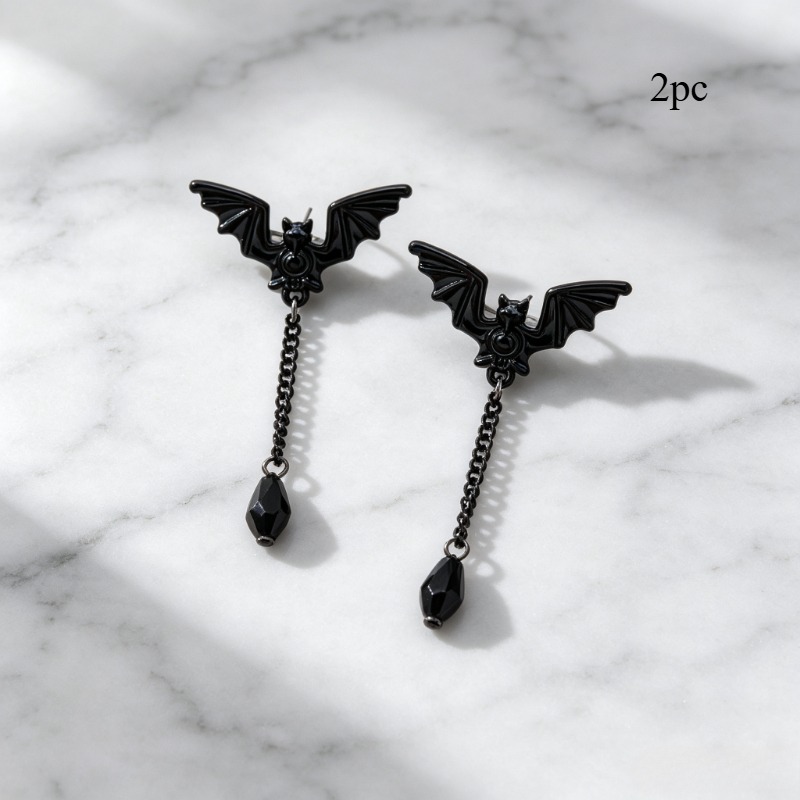 TEMU 2pcs Halloween Negro Borla Gótico Murciélago Colgante de Agua Pendiente Moda Mujer Aretes Adecuados para Fiestas de Mujeres y Ropa de Halloween