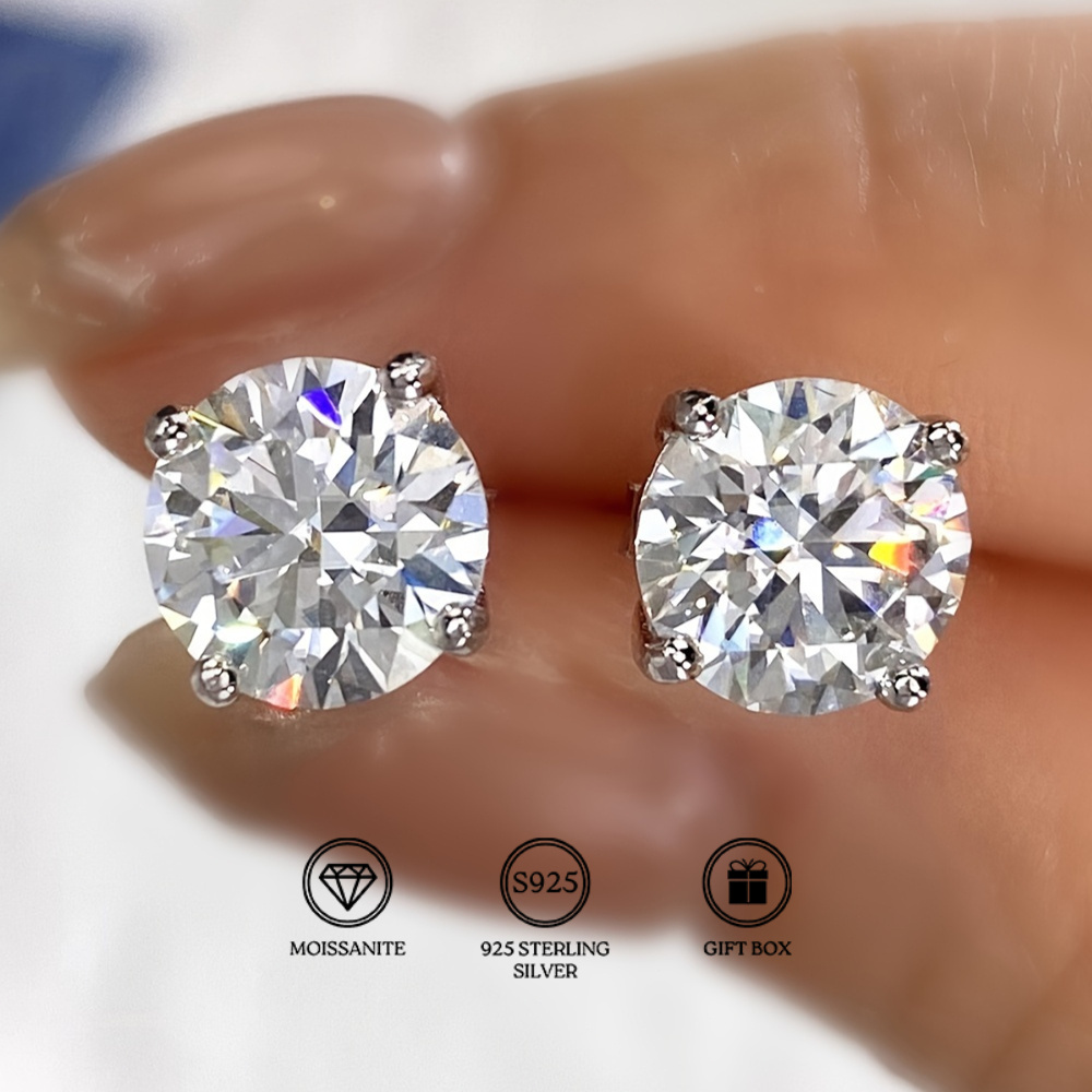 0 8   5 1 6g moissanite 1pair 0 5 1 2   925 silver four claw moissanite earrings unisex moissanite earrings   and   suitable for  