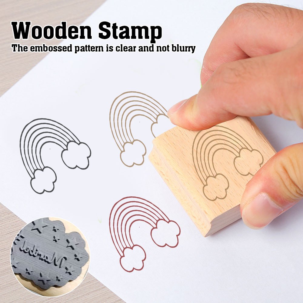 Wood Stamp for Journaling & DIY Crafts, Square Design