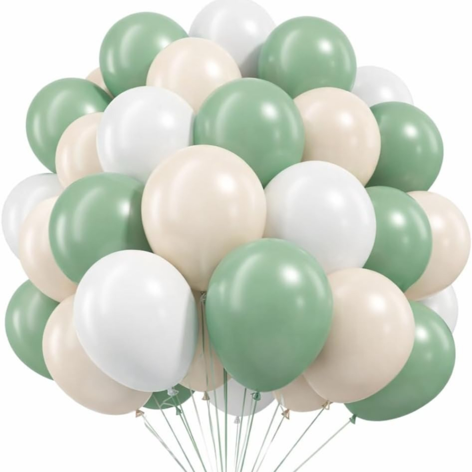 TEMU 60pcs Sage Green Balloons 10inch, Neutral Balloons With Sage White Balloon For Boho Wedding Bridal Baby Shower Birthday Party Decorations